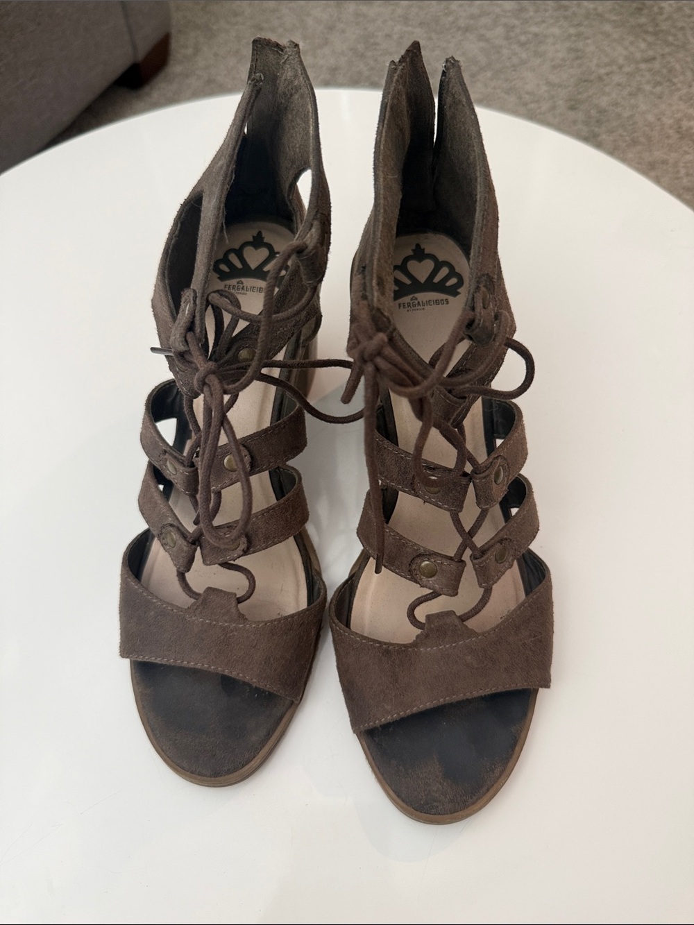 Fergalicious Brown Strappy Lace-Up Women's Heels